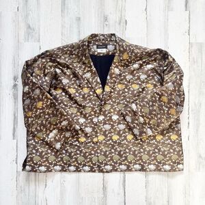 Eskandar Silk Textured Floral Open Front Blazer Size 10 /12